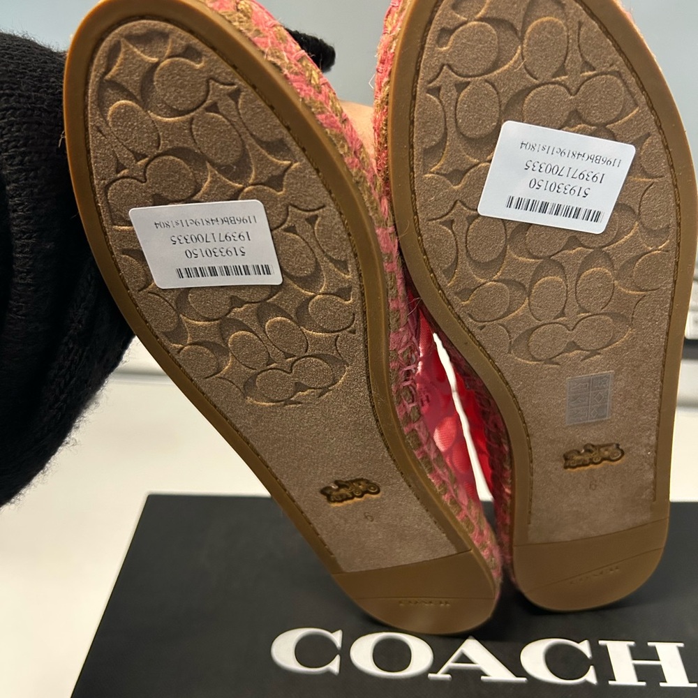 Coach Red Espadrille Slip-Ons with Lace Overlay - Picture 2 of 6